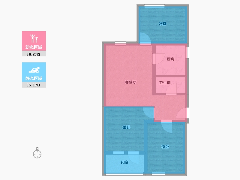 北京-北京市-马连道中里三区5号楼-57.03-户型库-动静分区