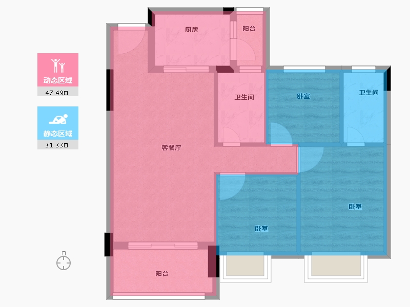 广东省-广州市-云峰学府南苑-70.59-户型库-动静分区