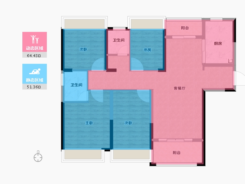 湖南省-长沙市-长房·云尚公馆-103.39-户型库-动静分区