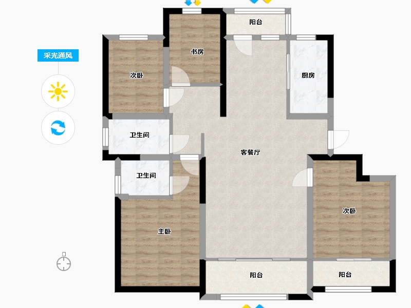 山东省-青岛市-鑫江合院-107.99-户型库-采光通风