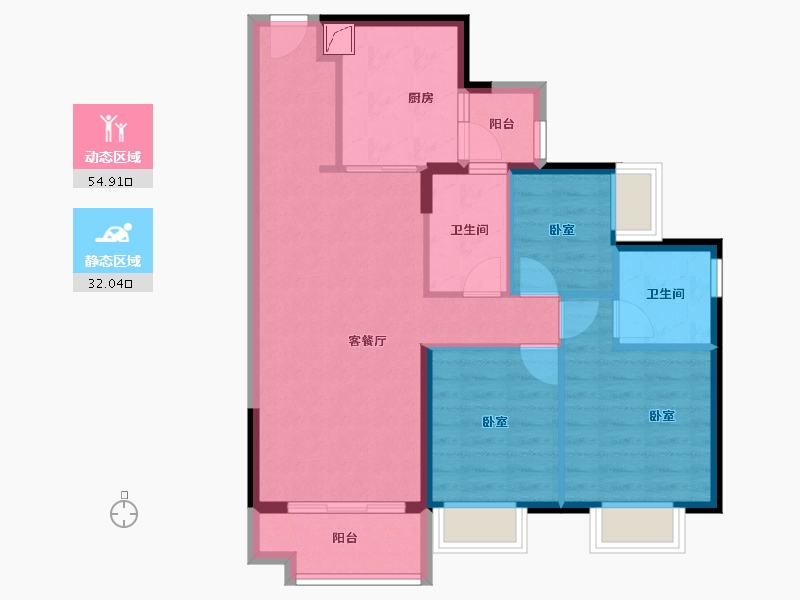 广东省-惠州市-时代英之皇廊桥-77.49-户型库-动静分区