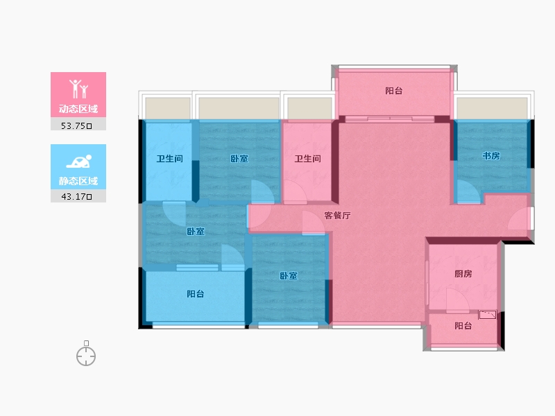 广东省-深圳市-京基御景珑庭住宅-85.27-户型库-动静分区