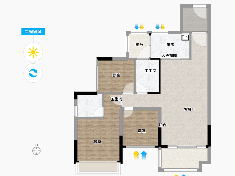 广东省-广州市-江山时代-85.46-户型库-采光通风