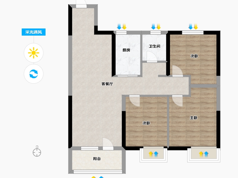 山东省-青岛市-天一仁和宸璟都会-78.40-户型库-采光通风