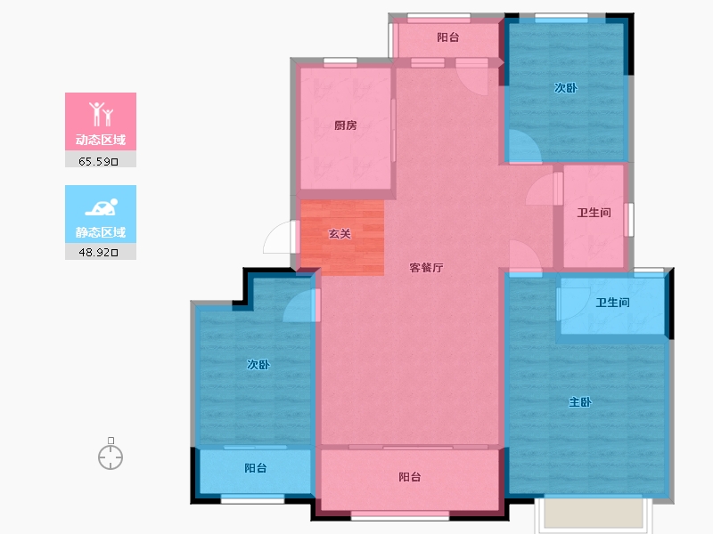 山东省-青岛市-鑫江合院-102.40-户型库-动静分区