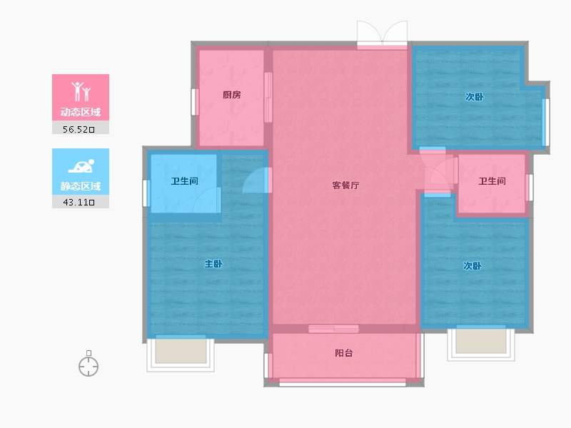 湖南省-常德市-时代华府-88.68-户型库-动静分区