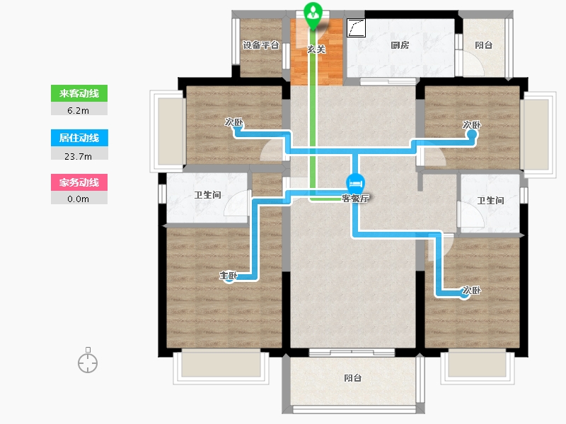 湖南省-长沙市-宁乡美的城-96.67-户型库-动静线