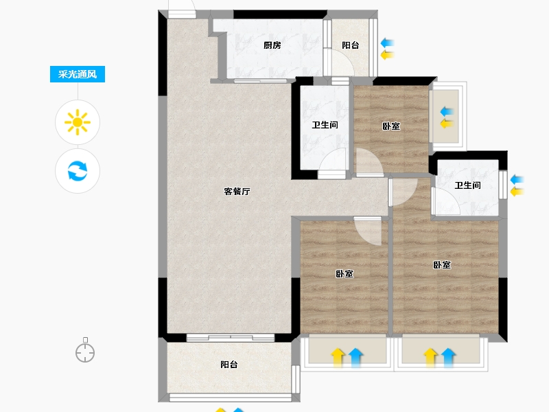 广东省-惠州市-星悦花园-75.20-户型库-采光通风