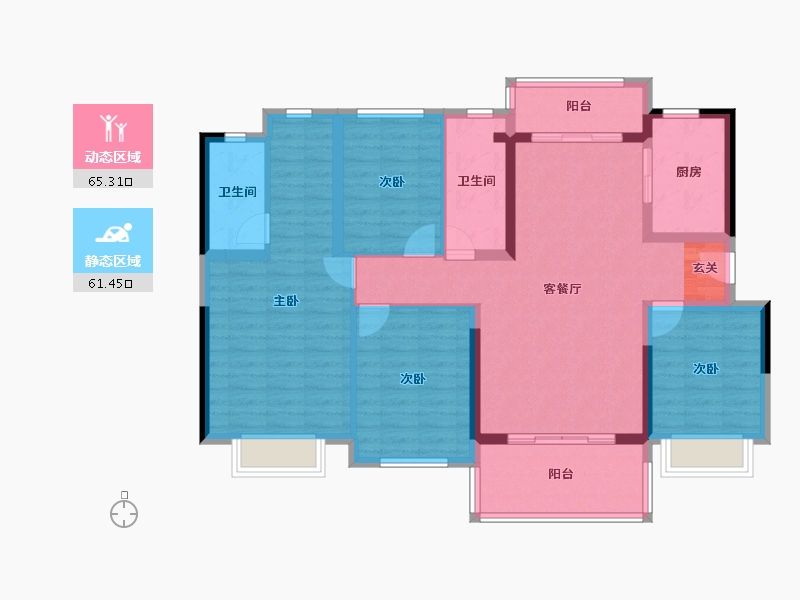 广东省-惠州市-碧桂园紫台-113.58-户型库-动静分区