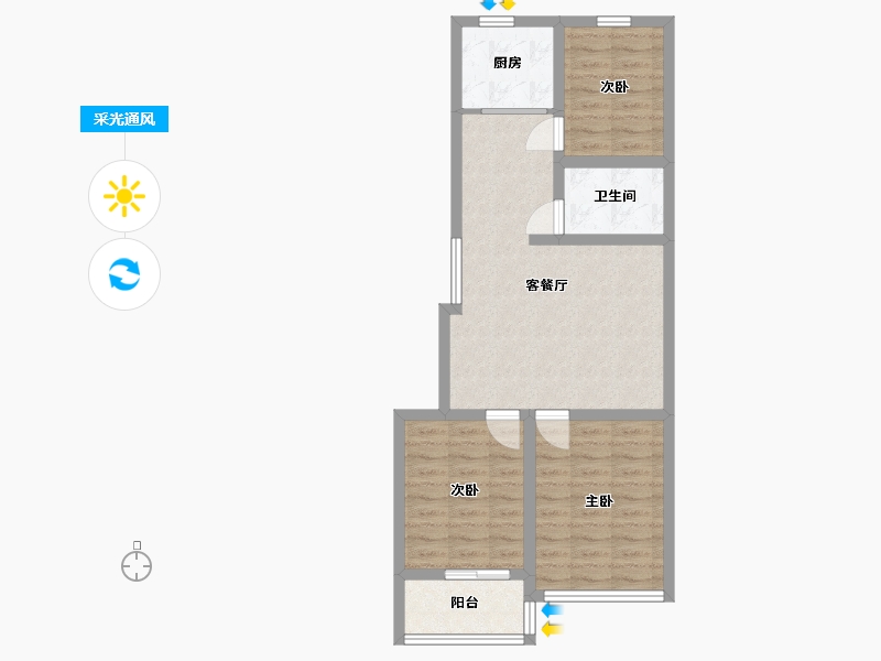 山东省-潍坊市-瑞峰清华坊-68.00-户型库-采光通风