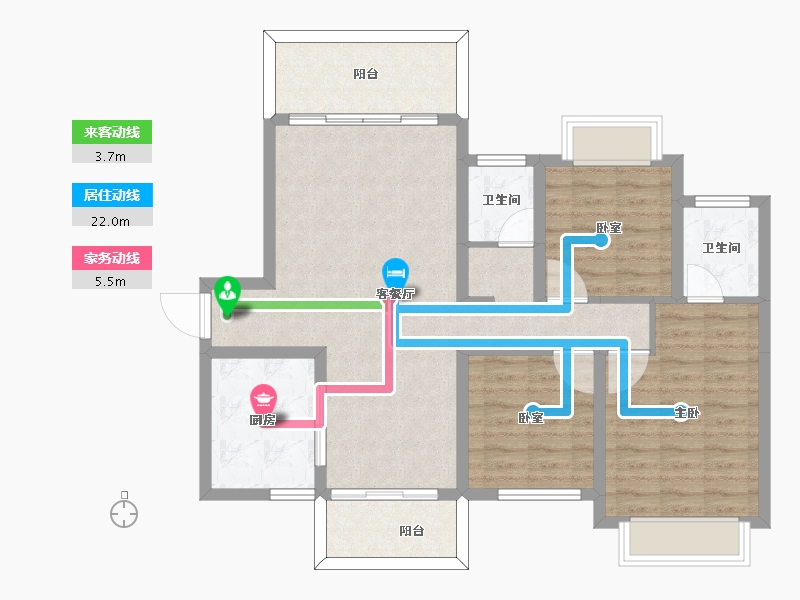 湖南省-郴州市-德泰鑫龙华府-90.79-户型库-动静线