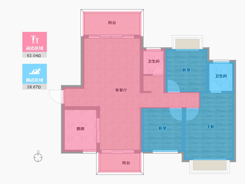 湖南省-郴州市-德泰鑫龙华府-90.79-户型库-动静分区