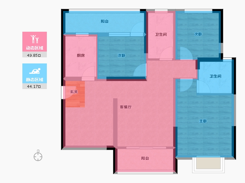 湖南省-长沙市-中欣楚天雅郡-82.71-户型库-动静分区