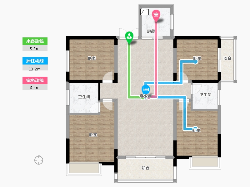 湖南省-娄底市-东城·幸福里-120.63-户型库-动静线