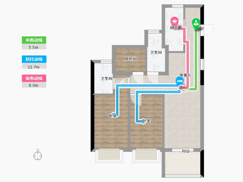 福建省-福州市-蓝光玖榕台-72.00-户型库-动静线