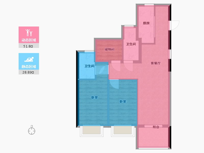 福建省-福州市-蓝光玖榕台-72.00-户型库-动静分区