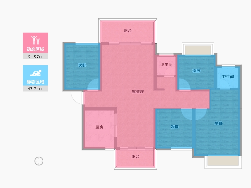 湖南省-郴州市-德泰鑫龙华府-100.26-户型库-动静分区