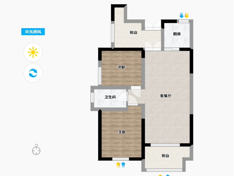 湖南省-常德市-致远·乐路口-70.56-户型库-采光通风