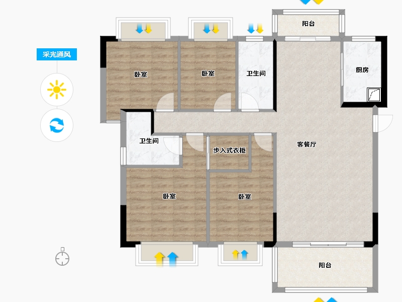 广东省-惠州市-凯景华府-110.15-户型库-采光通风