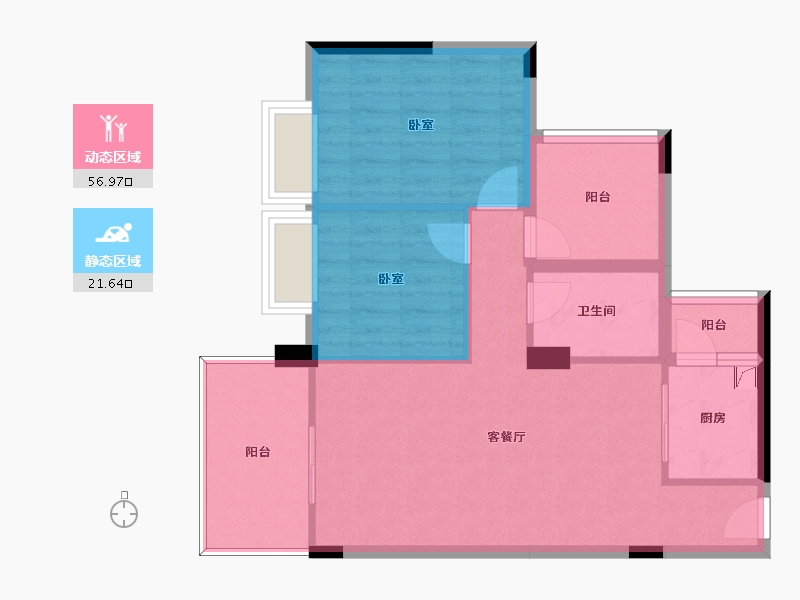 广东省-惠州市-宏新蜜橙公馆-70.55-户型库-动静分区