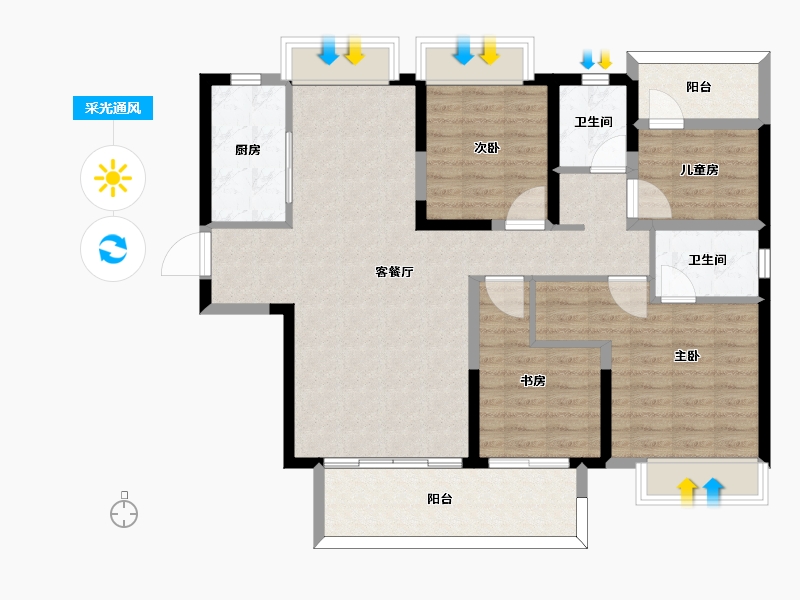 湖南省-郴州市-金科郡-103.60-户型库-采光通风