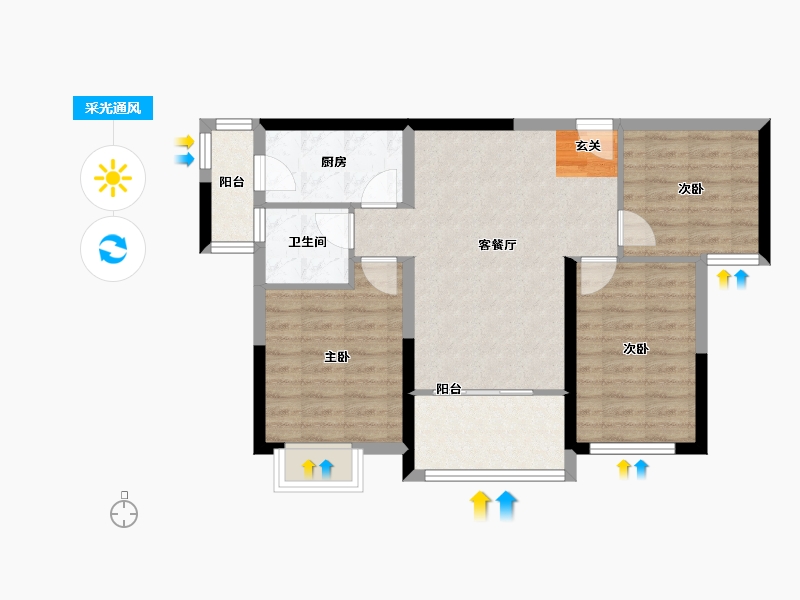 湖南省-长沙市-中欣楚天雅郡-71.54-户型库-采光通风