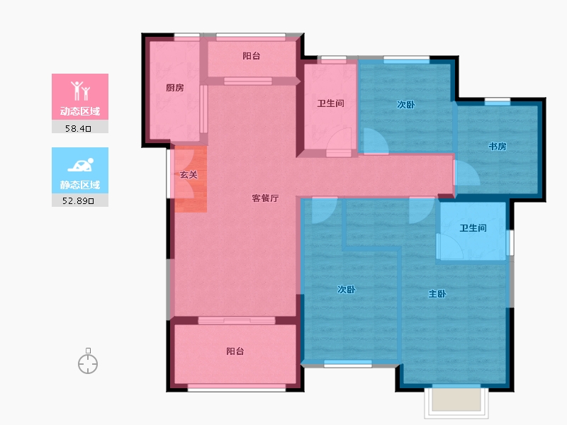 湖南省-长沙市-中欣楚天雅郡-99.89-户型库-动静分区