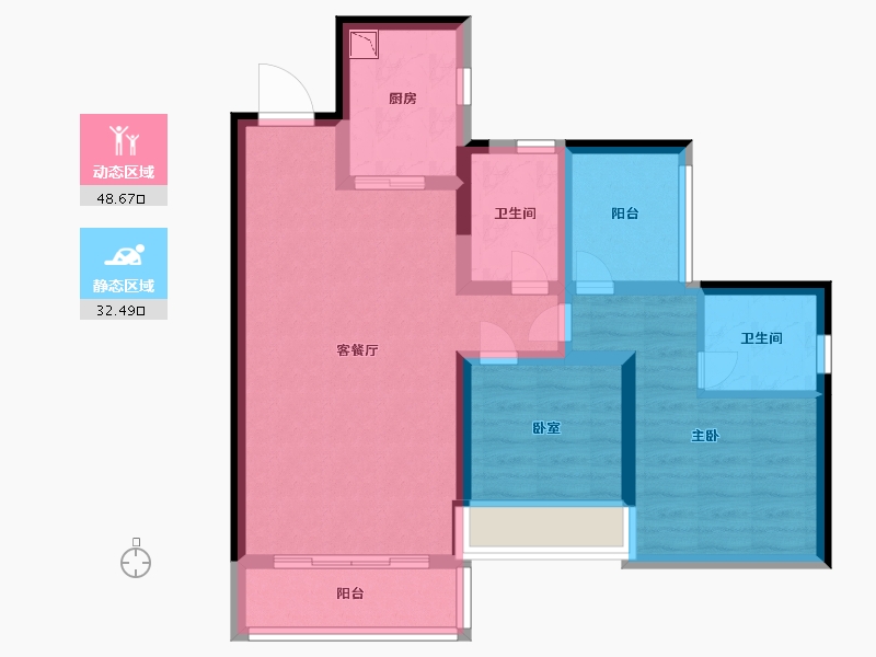 广东省-深圳市-卓弘星辰花园-70.99-户型库-动静分区