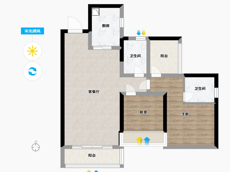 广东省-深圳市-卓弘星辰花园-70.99-户型库-采光通风