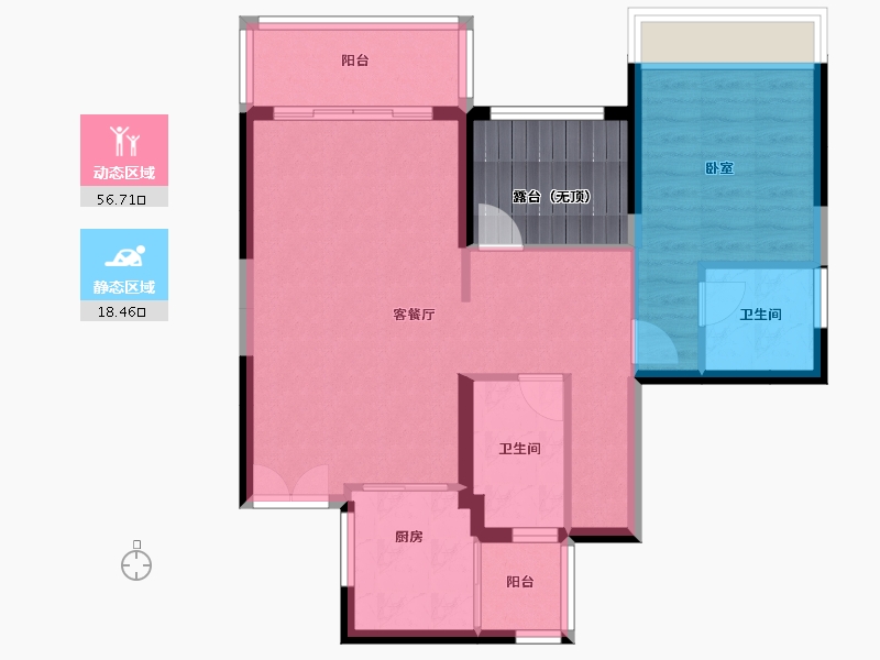 广东省-深圳市-宇宏健康花城知了山-73.64-户型库-动静分区