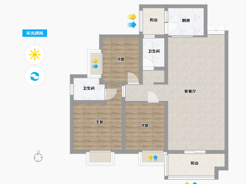 湖南省-常德市-时代华府-87.45-户型库-采光通风