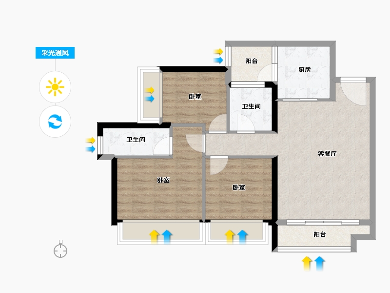 广东省-深圳市-中粮凤凰里-71.00-户型库-采光通风