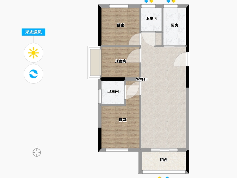 福建省-福州市-大东海中央府-72.01-户型库-采光通风