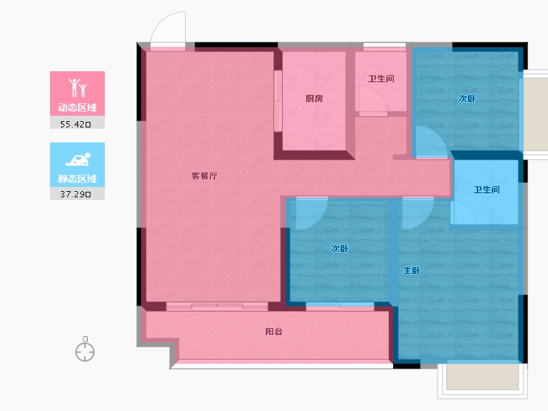 湖南省-郴州市-德泰鑫龙华府-82.66-户型库-动静分区