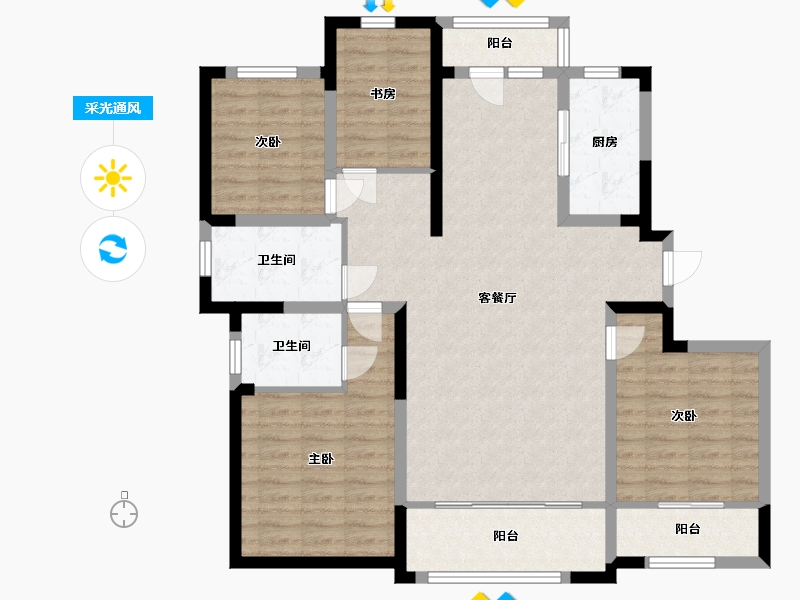 山东省-青岛市-鑫江合院-112.00-户型库-采光通风