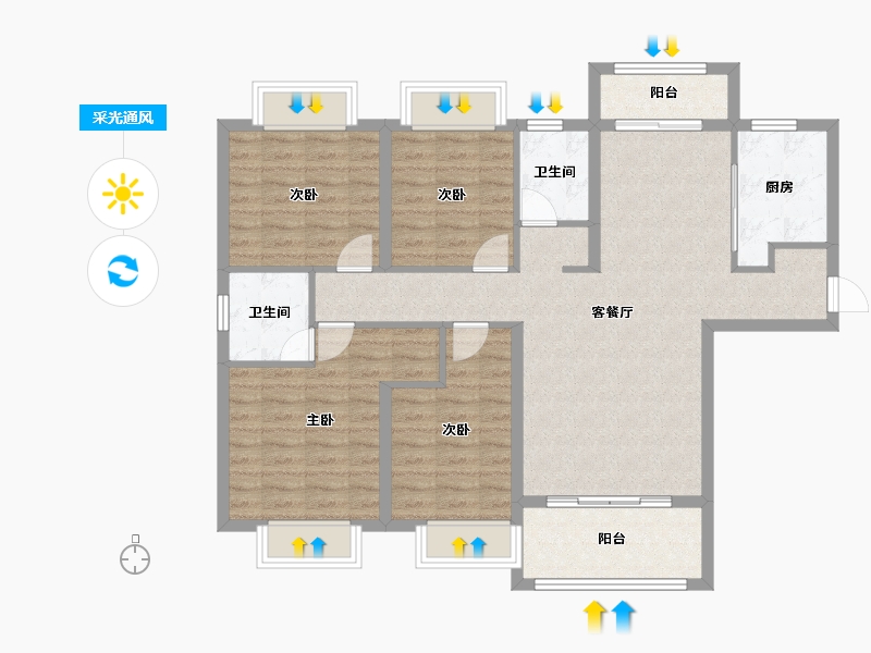 湖南省-湘潭市-吉润华府-104.15-户型库-采光通风