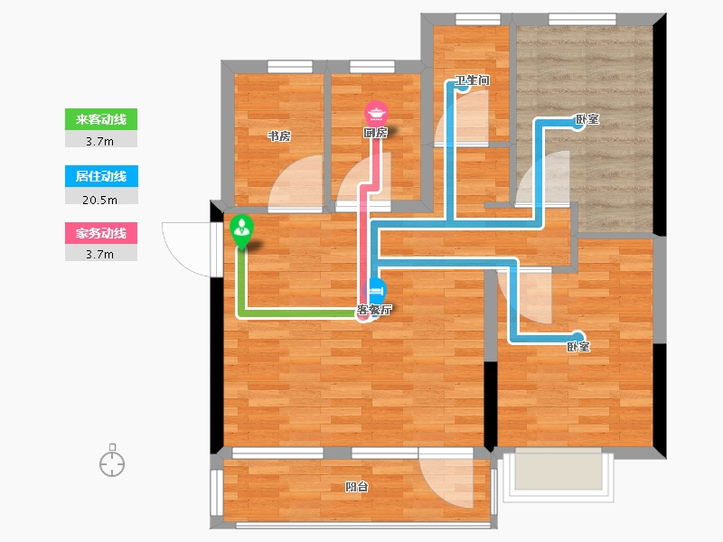 辽宁省-大连市-乾豪大美寨子沟-70.00-户型库-动静线