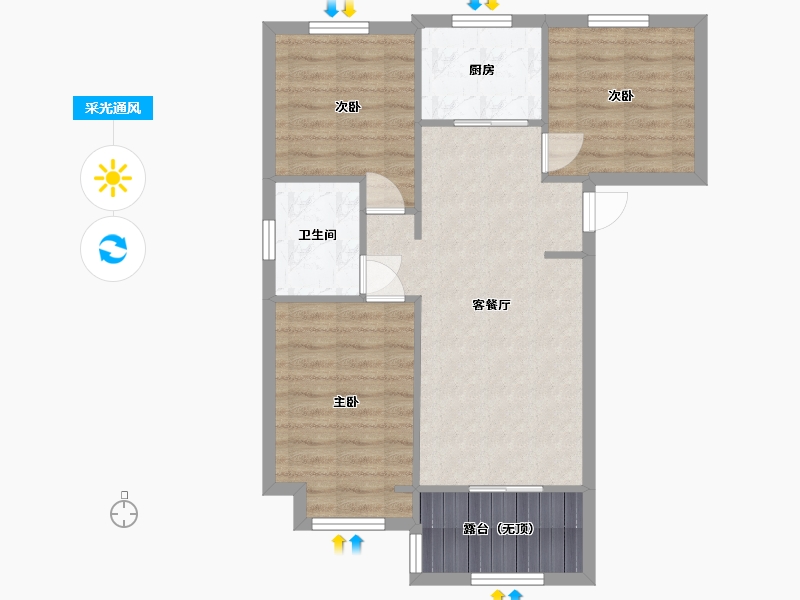 河南省-郑州市-中建森林上郡-68.86-户型库-采光通风