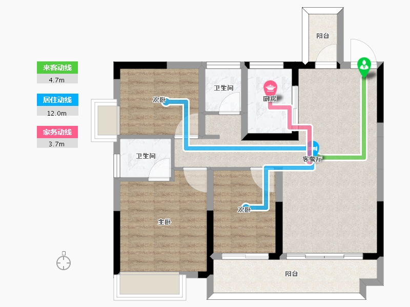 湖南省-郴州市-德泰鑫龙华府-76.02-户型库-动静线