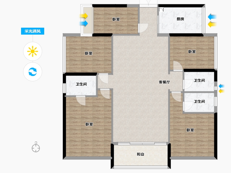 广东省-深圳市-山海上园二期-140.24-户型库-采光通风