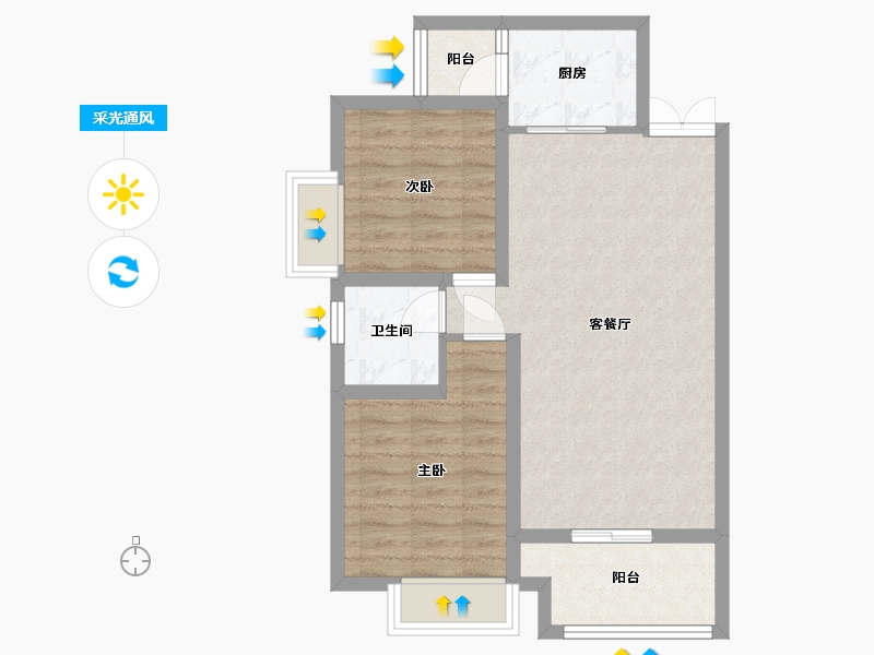 湖南省-常德市-时代华府-65.08-户型库-采光通风