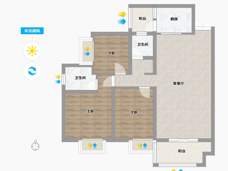 湖南省-常德市-时代华府-84.17-户型库-采光通风