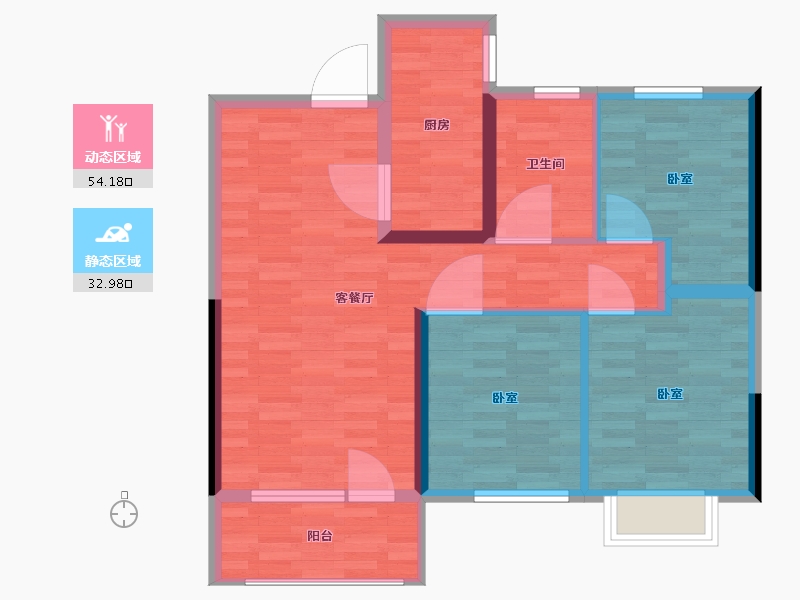 辽宁省-大连市-鑫苑藏龙首府-78.00-户型库-动静分区