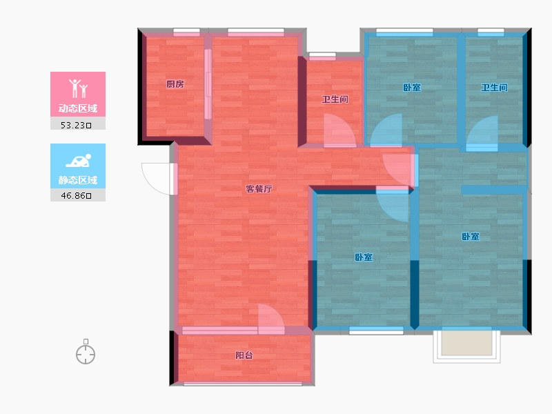 辽宁省-大连市-鑫苑藏龙首府-89.10-户型库-动静分区