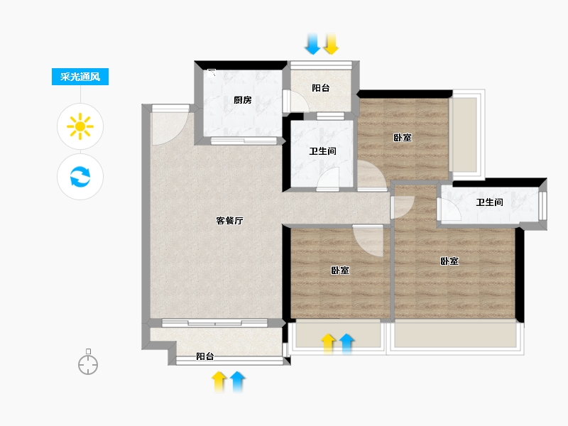 广东省-深圳市-中粮凤凰里-72.00-户型库-采光通风