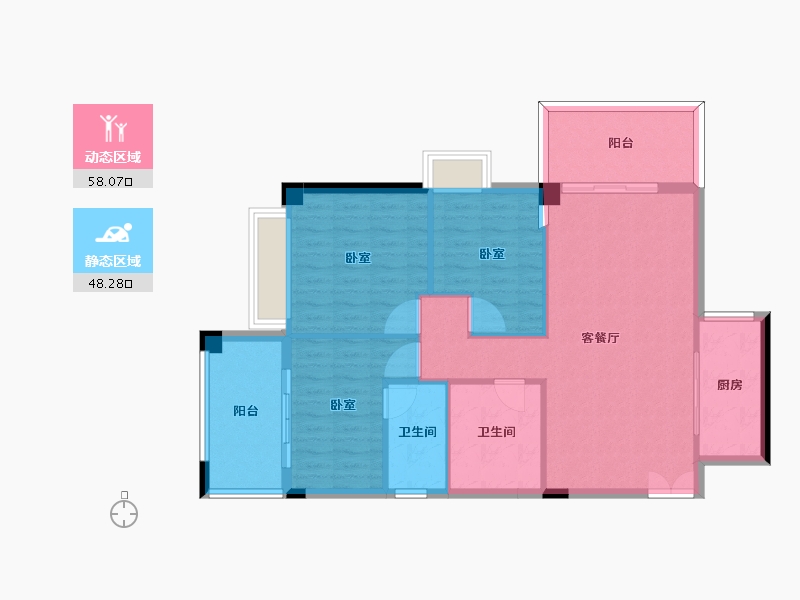 湖南省-郴州市-宏祥龙溪湾-96.84-户型库-动静分区