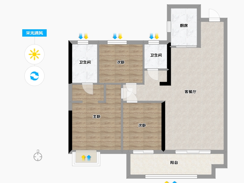 福建省-泉州市-万科城市之光二期-87.00-户型库-采光通风