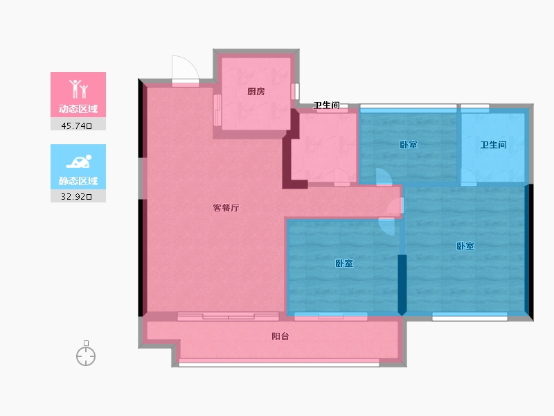 福建省-福州市-保利堂悦-70.19-户型库-动静分区