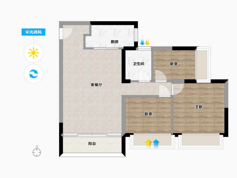 广东省-珠海市-天庆·晋海岸-69.58-户型库-采光通风