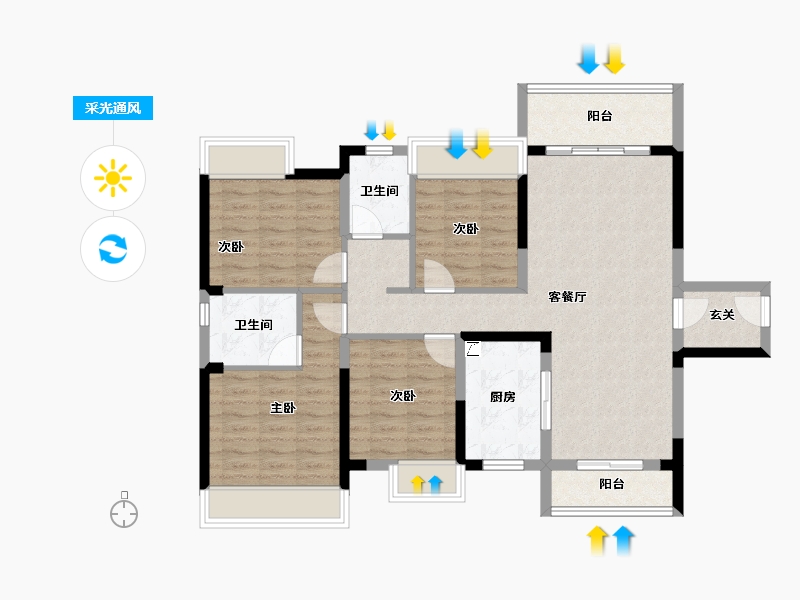 湖南省-长沙市-宁乡美的城-99.04-户型库-采光通风